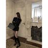 Polo Collar Loose Deerskin Velvet Long-sleeved Dress Women  Autumn New Korean Solid Color Casual Mini Dress with Belt