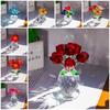 Clear Base Mini Glass Flower Sculpture Ornament Artificial Flower Figurine Anniversary