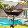 Metal Birds Bath Freestanding Birdbath Bowl with Stake Adjustable Height Birds Bath Feeder Tray for Garden Outdoor Decor