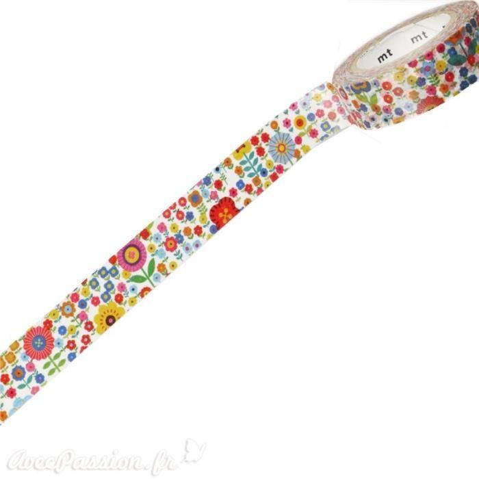 Masking tape - Multicolore - 1,5 cm x 10 m - Ruban adhésif washi - Décoration créative - Autocollant