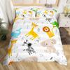 Cartoon Animals Duvet Cover Cute Giraffe Monkey Tiger Elephant Bedding Set Lovely Wildlife Comforter Cover Polyester Quilt Cover