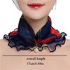 Mesh Pearl Pendant Fake Collar Elegant Printed Women False Collar Ruffle Lace Small Scarf Shiny Headware Dress Accessories