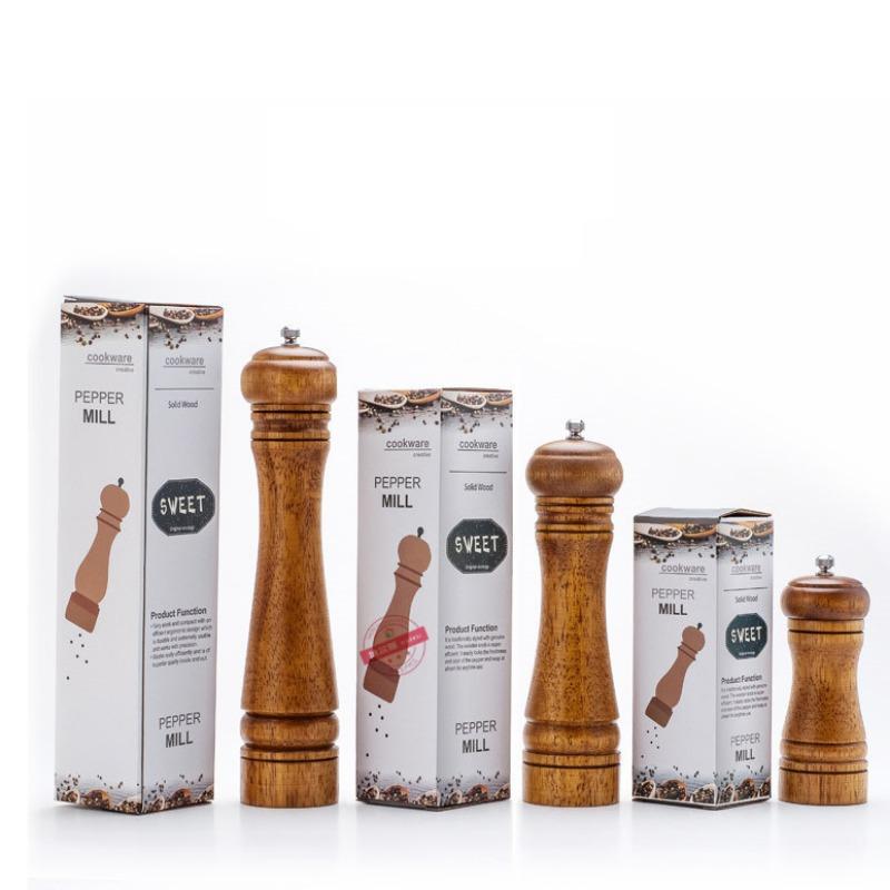 Pepper Grind Salt and Grinder Kitchen Tools Oak Freshly Wooden Flask