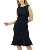 Women's Solid Black Sleeveless Shift Dress Knee Length Formal Dresses