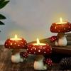Red Mushroom Candle Holder Tea Scented Candle Resin Candlestick Living Room Bathroom Desktop Decoration Christmas Gift