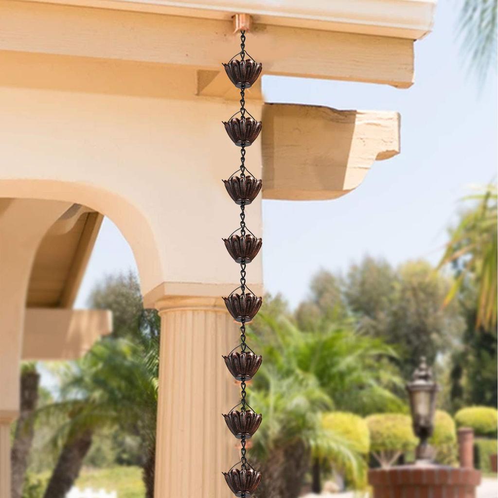 Vindar Rainwater Gutter Chain 2.6m MG4591 (Copper Color) with Adapter and 10 Cups