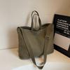 Stylish and Simple Large-capacity Tote Washed Canvas Bag 2025 New Portable Student Bag Solid Color Shoulder Bag Bag