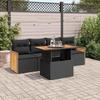 VidaXL Garden Lounge Set 5 Pcs with Cushions Black Braided Resin Acacia 3327653