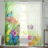 Tulip Floral With Butterflies Sheer Curtains Bedroom Voile Curtain Living Room Window Sheer Curtains Kitchen Tulle Drapes