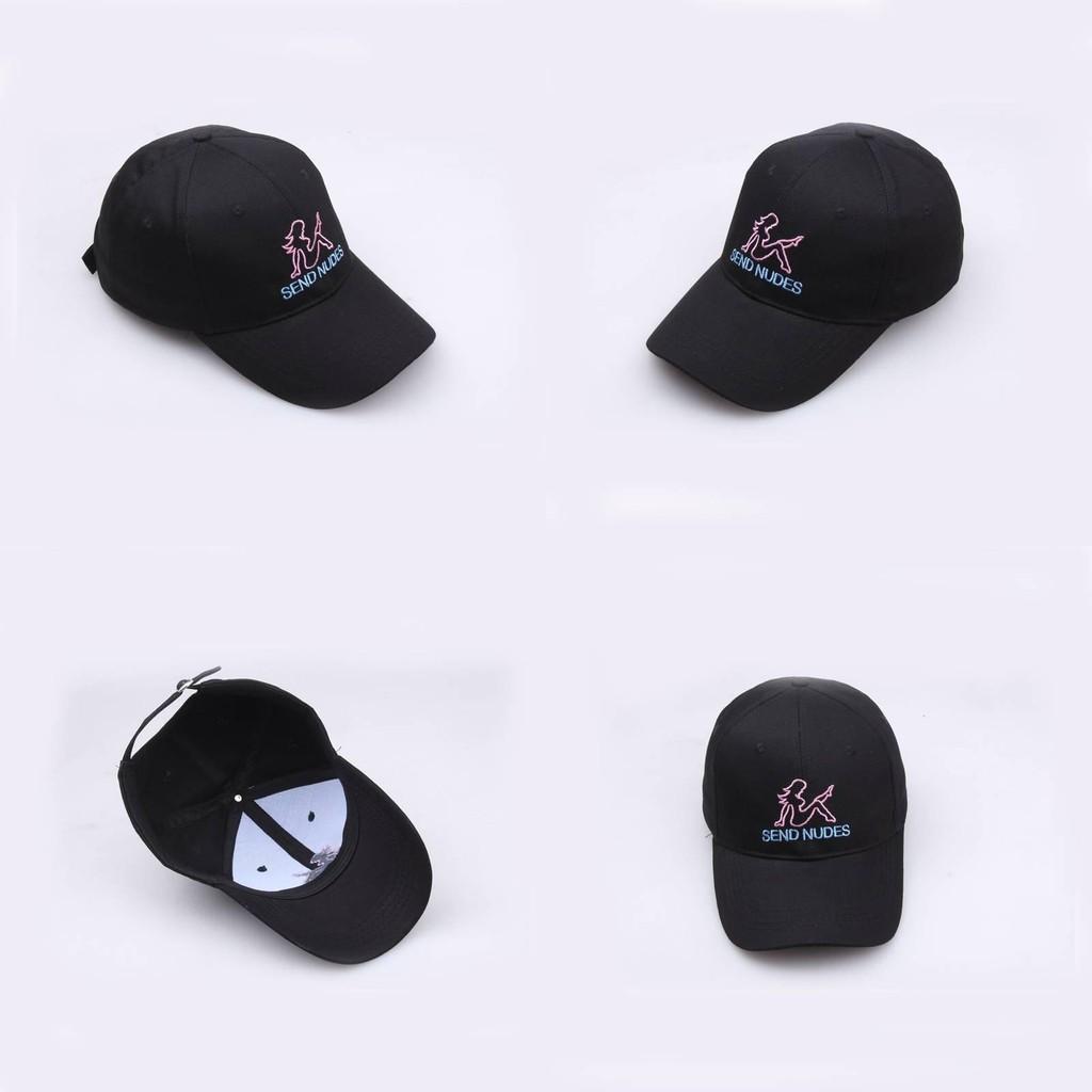 Letter Embroidery Send Nudes Women Pure Cotton Baseball Cap Outdoor Sun Hat