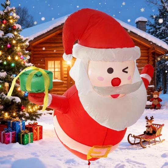 Christmas Inflatable Santa Claus Outdoor Decoration Large Lighted Blow Up Santa with Built-in LED Light for Front Back Yard Garden Lawn Outside Decor