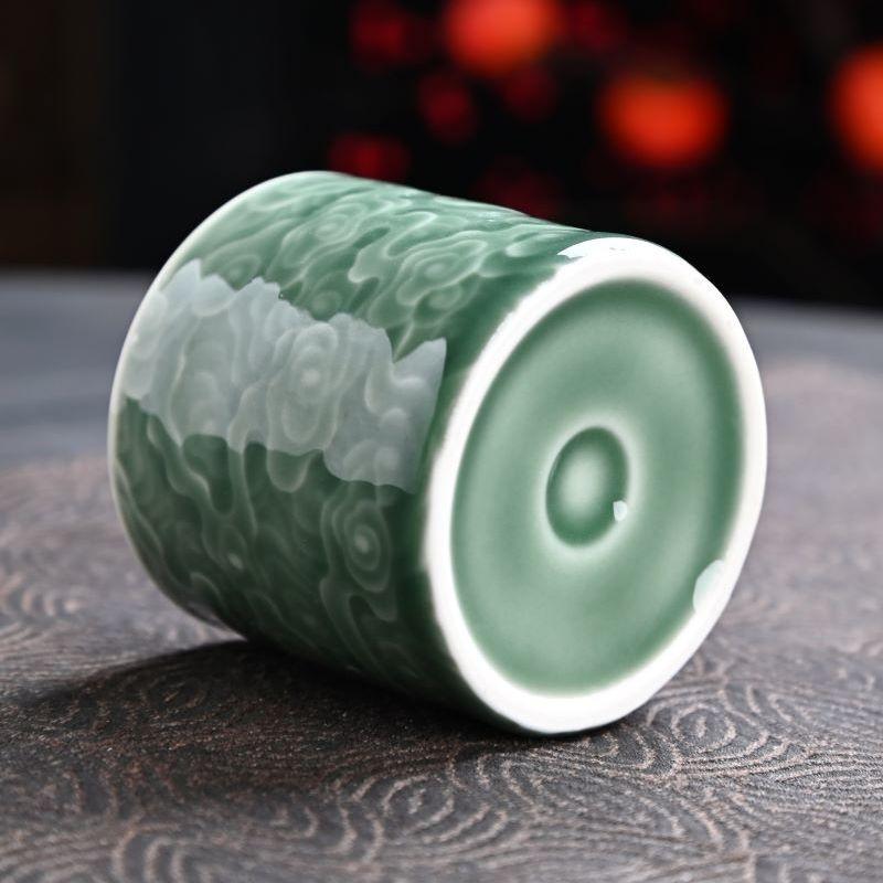 Chinese Style Simple Jade Xiangyun Master Single Cup Retro Yue Kiln Celadon Tea Set Tea Cup Personal Kung Fu Sample Large