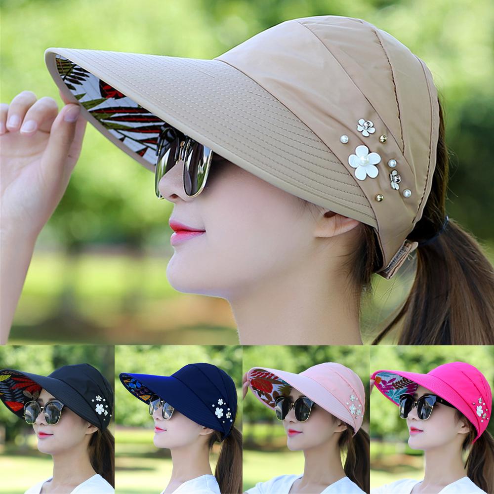 Vacation Wide Brim Foldable Anti-UV Visor Caps Sun Hat Beach Cap Casual Hats