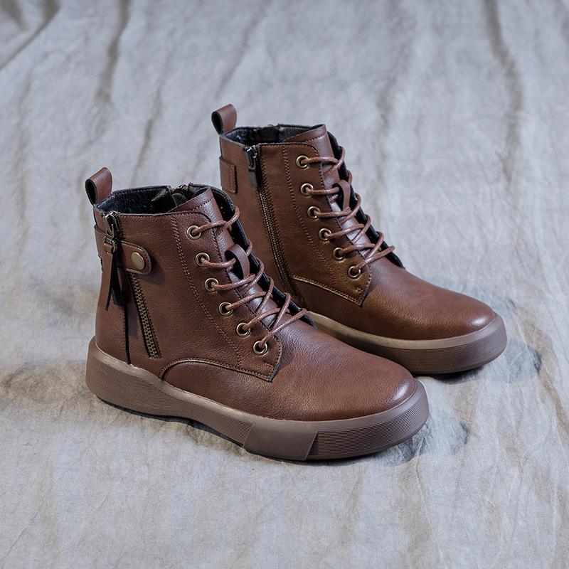 Casual Martin Boots Women's Spring and Autumn Flat Heel Soft-soled Short Boots 2025 New British Style Large Size Versatile Women's Boots