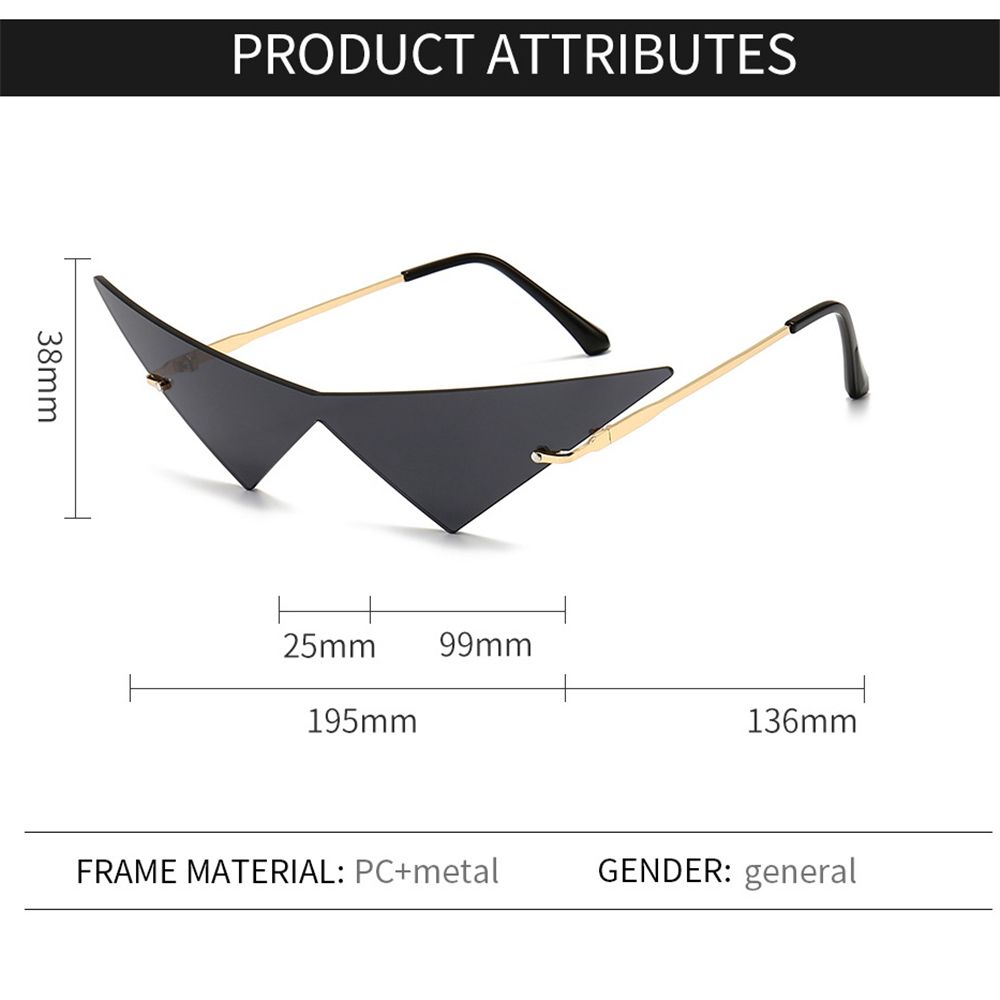 Fashion UV400 Ocean Lens Rimless Oversized Eyewear Women Triangle Sunglasses Sun Glasses Sunglasses