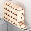Fridge Egg Storage Box Four Tiers Automatic Rolling Large Capacity Space-Saving 30 Egg Organizer Refrigerator Side Door Egg Dispenser