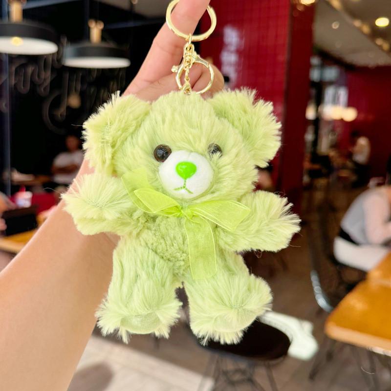 Teddy Cartoon Bear Plush Toy Bow Decoration Animal Doll Keychain Kid Pendant