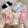 5 Pairs Women's Cozy Fuzzy Socks- Winter Warm Plush Mid-Calf Length Twisted Pattern Knit Fabric Socks
