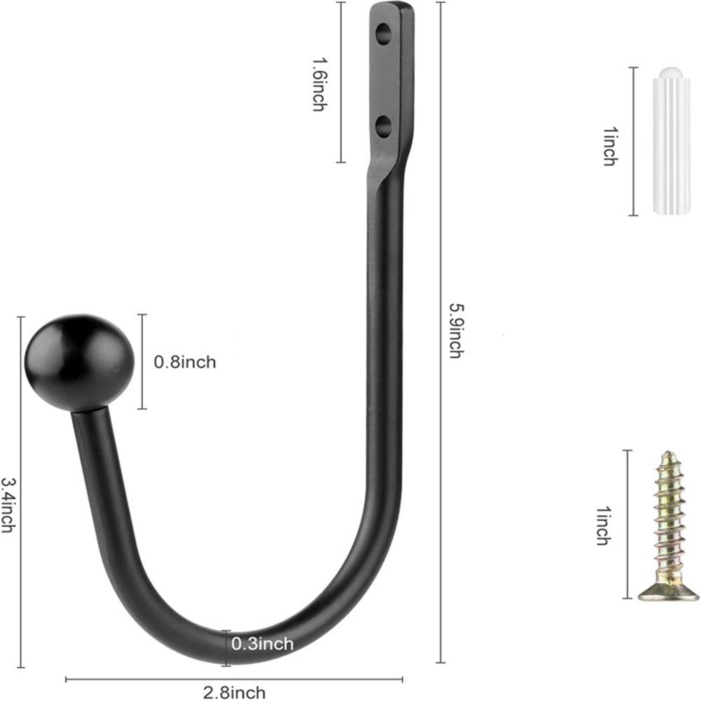 Black Curtain Holdbacks with Mounting Screws For Living Room Bedroom Bathroom