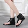 Fashion Casual Wedge Sandals for Women Summer High Top Shoes Buckle Belt Decoration Height Increasing Clipped Toes Roman Shoe Black