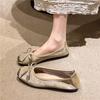 2025 New Color Matching Round Head Retro Bow Single Shoes National Style Light Mouth Soft Sole Ballet Shoes Flat Sole Single Shoes Women