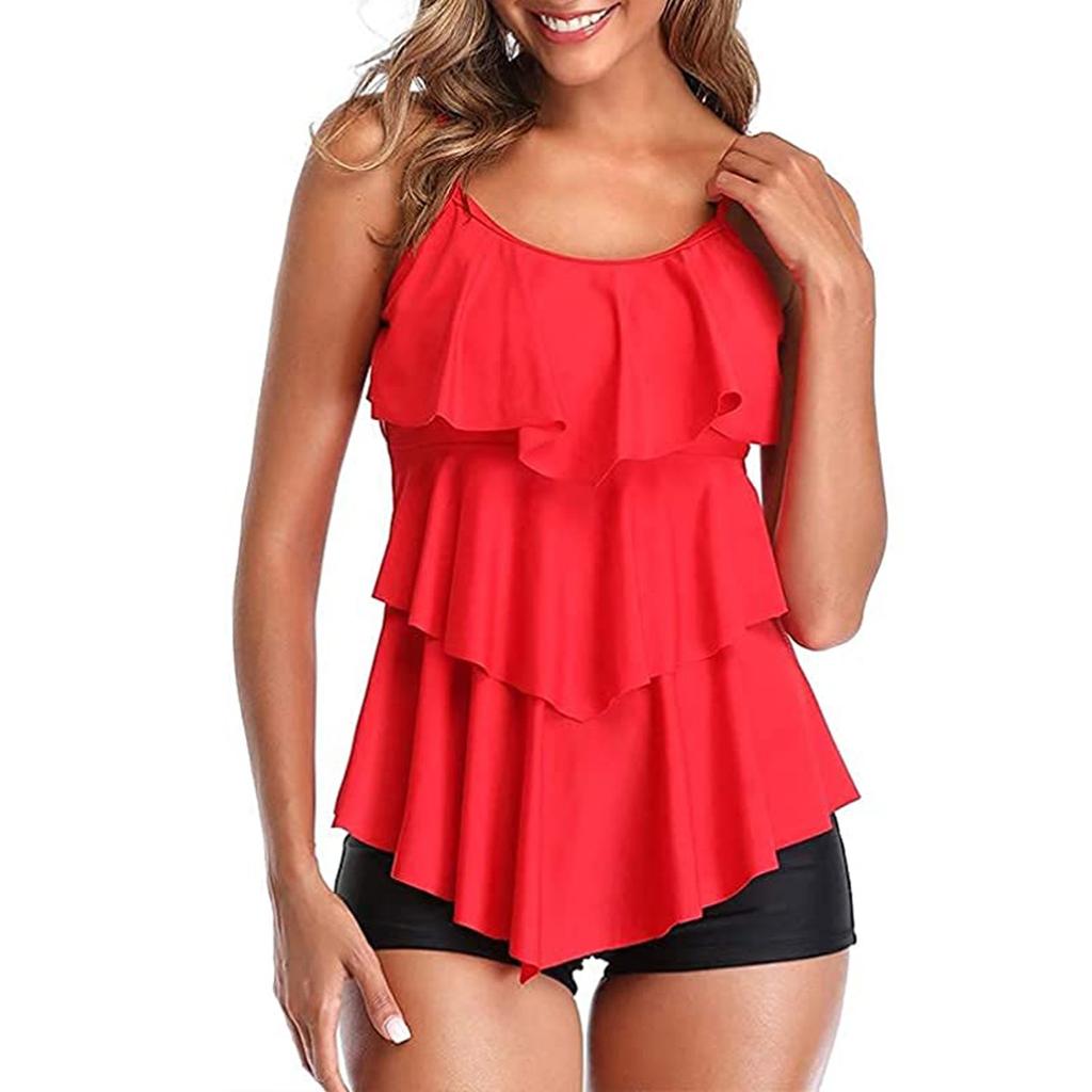 Women's Sexy Print Ruffle Push Up Monokini  Swimsuit Swimwear