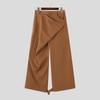INCERUN Men Autumn Spring Solid Color Zipper Waist Trousers Casual Irregular Wide Leg Pants