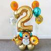 18-piece Wildlife Balloon Set 32-inch Golden Number Balloons Jungle Safari Birthday Party Decoration Supplies
