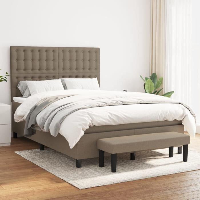 3136913 vidaXL Divan Bed with Mattress Taupe 140x190 Cm Fabric