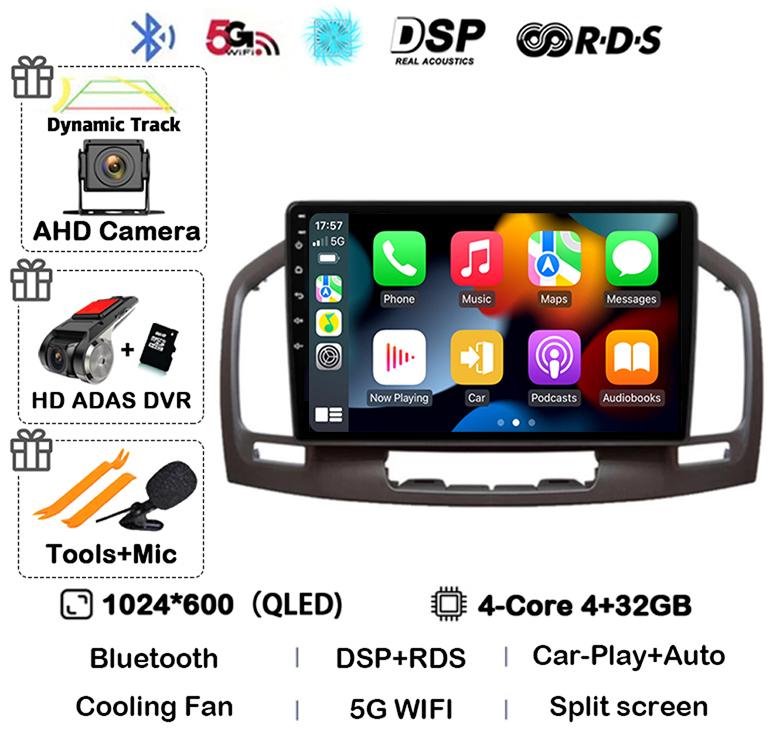 Android 14 Carplay Auto WIFI+4G Car Radio For Buick Regal For Opel Insignia 2009 2010 2011 2012 2013 Multimidia Video Player GPS