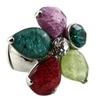 [P8384] - Designer Ring 'Acapulco' Multicolored Silver (flower) - 30x30 Mm