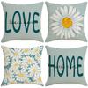 Spring and Summer Daisy Flowers Pillowcase Linen Printed Bedside Pillow Decoration Pillow