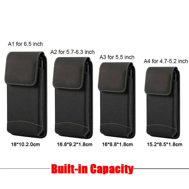 Universal 4.7-7.2 Inch Mobile Phone Pouch Holster for Iphone Samsung Xiaomi Huawei Belt Clip Oxford Leather Case Waist Bag