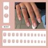 24pcs Detachable DIY Press On Nails White Edge Pink French Simple Short Square False Nails