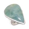 Aquamarine Gemstone Handmade 925 Sterling Silver Jewelry Ring Size 7.5 N1Q27