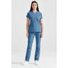 Petrol Blue Colored Surgical Suit Terikoton Thin Fabric V-neck Uniform