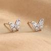 999 Pure Silver Small Butterfly Stud Earrings Design Super Shiny Gentle Earrings Ins Exquisite and Versatile Sterling Silver Earrings