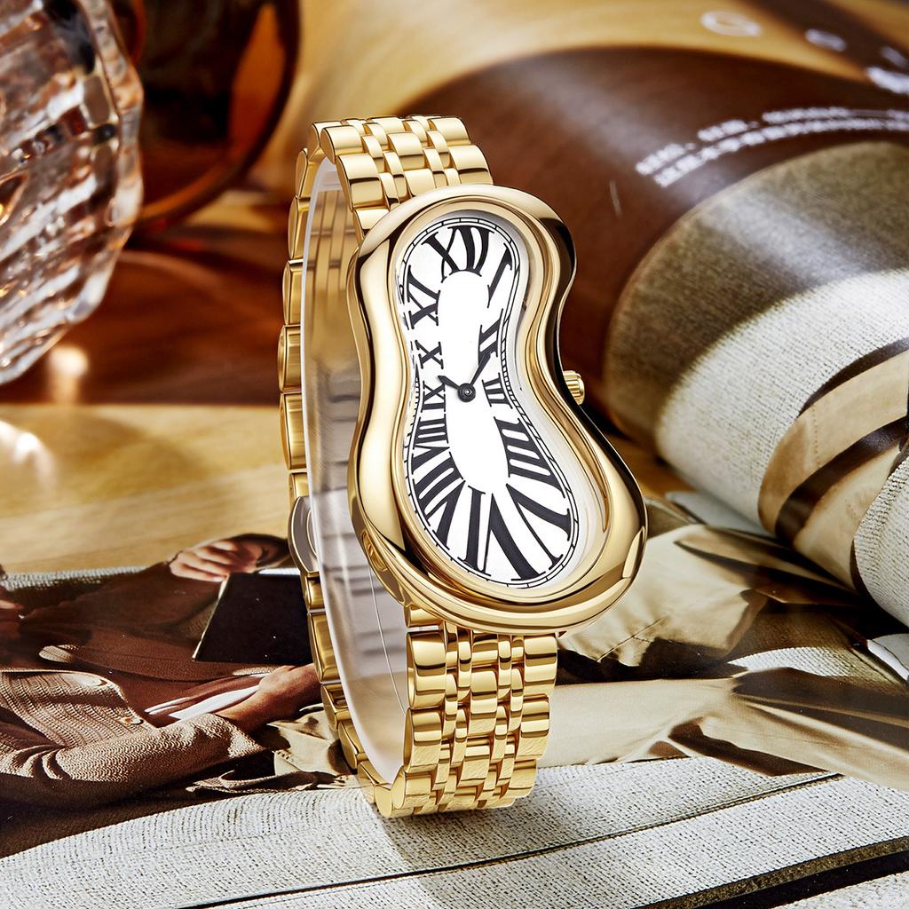 New Irregular Shaped Watch Melting Twisted Shape Fashionable Retro Niche Men's Watch Ins Style Quartz Watch