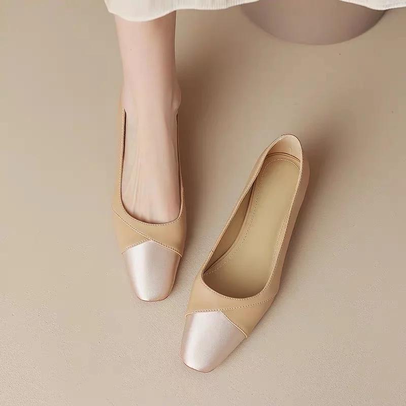 Fashion Korean Shoes Casual Female Sneakers Large Size Women Shallow Mouth Elegant Square Toe Mixed Colors Low Heels 2024 Big Size