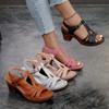 Fashion 2025 New Women High Heels Sandals Chunky Heel Casual Light Vacation Beach Sandals Summer Fashion Cross Peep Toe Shoes Plus Size