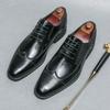New Black Men Derby Shoes Black Round Toe Lace-up Party Men's Formal Shoes Pu Leather  Size 38-46 Men Dress Shoes