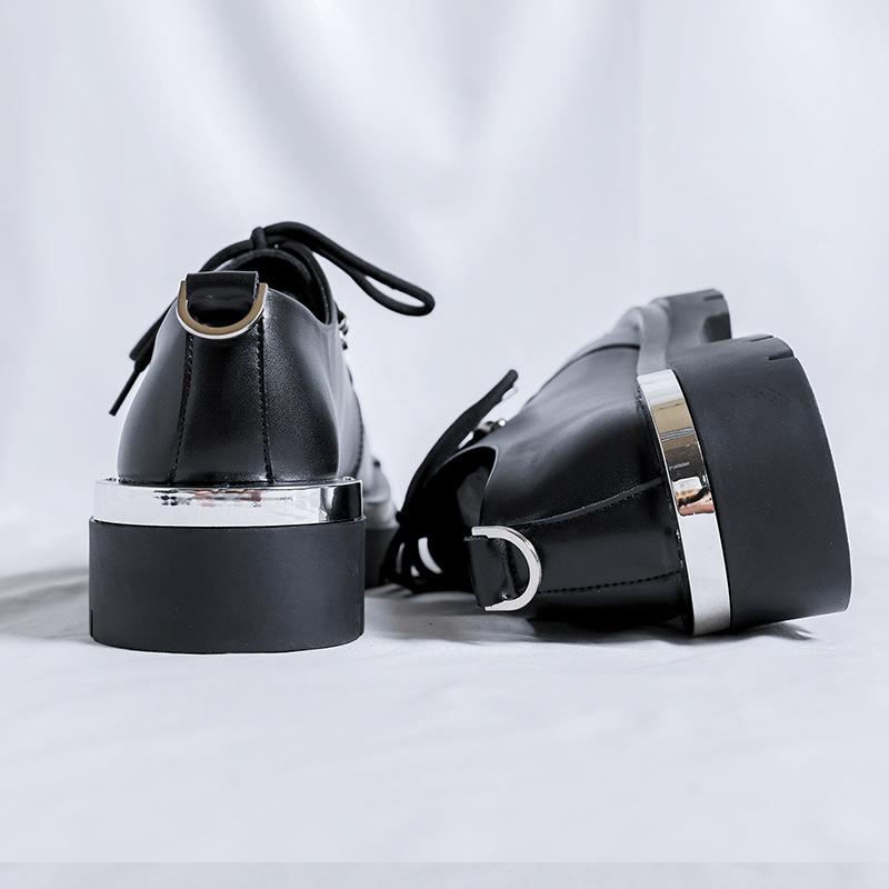 Fashion Fashion Mens Casual Leather Derby Shoes Men's Thick Sole Big Toe Trendy Shoes Men Lace-up Heightened Shoe #8799-R