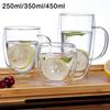 Glass Cup Insulation Tasteless Heat Clear Double Layers Mug with Handle for Home