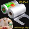 100PCS 3 Sizes Food Storage Bags with Handle Keep Fresh Transpare Roll Fresh-keeping Plastic Bags of Vacuum Food Saver Bag
