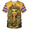 Men's T-shirt Summer Retro Style Fashion Egyptian Pharaoh Print Short Sleeve Tee Shirts Quick Dry Men's Crew Neck Loose Tops
