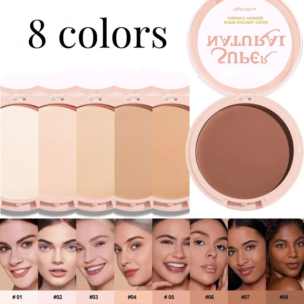 8 Colors Face Setting Powder Compact Oil-Control Concealer Pressed Powder Matte Smooth Finish Full Coverage Foundation Cosmetics