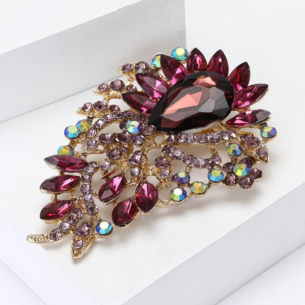 Alloy Large Crystal Glass Brooch High-End Versatile Women'S Suit Coat Corsage Jewelry Pin