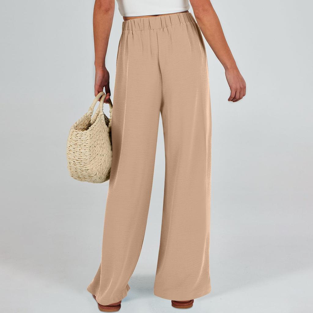Women Palazzo Pants Summer Boho Wide Casual Long Pant Trousers With Pockets
