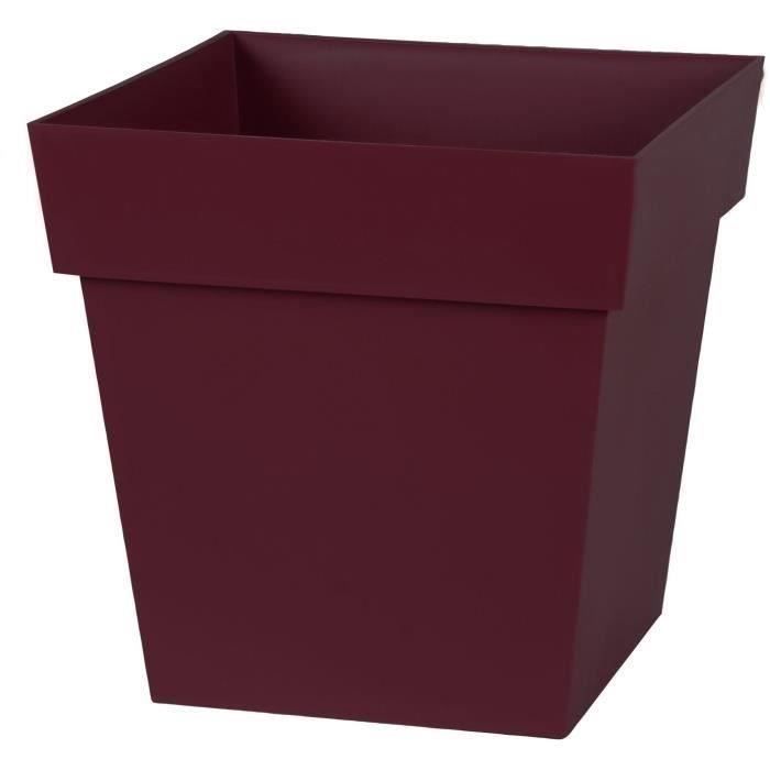 EDA Square Flower Pot TOSCANE - 22 L - 32 X 32 X H 32 Cm - Burgundy Red