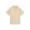 Solid Color Casual Sports Short Sleeve Shirt Men Tops Khaki 533739-12